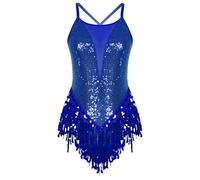LUYSGBXR Womens Sparkly Tassel Bodysuit Sequins Gymnastics Ballet Dance Leotard Fringed Jumpsuits Latin Jazz Performance Costume(COLOR1,M)