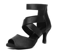 LUYSGBXR Zapatos Baile Latino Sandalias de Baile Negras con Suela Dura for Mujer, tacón Alto de 10 cm, for Baile Latino, Jazz Moderno, Fiesta de Verano, Baile de salón, Baile en Barra, actuación(38)
