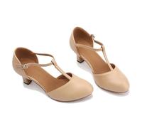 LUYSGBXR Zapatos Baile Latino Zapatos de Baile Latino de salón con Tiras en T for Mujer, Antideslizantes, for Adultos, con Plantilla y Forro cómodo.(Brown,36)