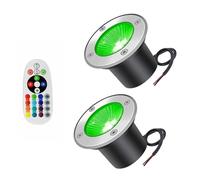 LuysmengEU RGB Buried LED Landscape Lights - Wireless RF Remote Control Garden Spotlight, Outdoor Ground Lights Recessed Color(2pcs,6W(12V))