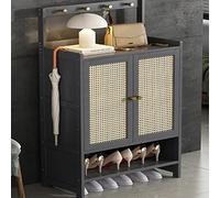 LuysmengEU Zapatero con Estante Oculto, Organizador Independiente for Zapatos de 1 a 4 Puertas con Ganchos, Mueble de Entrada de ratán de plástico for Pasillo, Porche y Entrada.(Grey,67x32x131cm)