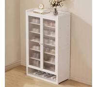 LuysmengEU Zapatero de ratán de 2 a 4 Puertas, Zapatero de Madera Que Ahorra Espacio con Puertas, Elegante Estante Organizador for Pasillo, Entrada o Armario.(B White,59x32x95cm(2 Doors))