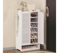 LuysmengEU Zapatero de ratán de 2 a 4 Puertas, Zapatero de Madera Que Ahorra Espacio con Puertas, Elegante Estante Organizador for Pasillo, Entrada o Armario.(C White,59x32x95cm(2 Doors))