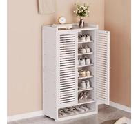 LuysmengEU Zapatero de ratán de 2 a 4 Puertas, Zapatero de Madera Que Ahorra Espacio con Puertas, Elegante Estante Organizador for Pasillo, Entrada o Armario.(A White,59x32x95cm(2 Doors))