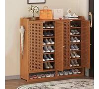 LuysmengEU Zapatero de ratán de 2 a 4 Puertas, Zapatero de Madera Que Ahorra Espacio con Puertas, Elegante Estante Organizador for Pasillo, Entrada o Armario.(C Brown,117x32x95cm(4 Doors))