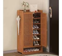 LuysmengEU Zapatero de ratán de 2 a 4 Puertas, Zapatero de Madera Que Ahorra Espacio con Puertas, Elegante Estante Organizador for Pasillo, Entrada o Armario.(C Brown,59x32x110cm(2 Doors))