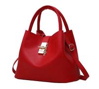 LUYYBDBG Bolso de Hombro Mujer, Gran Capacidad para Cruzado con Patrón Lichi, Cubo Portátil PU, Bolsos Mensajero Mujer-Rojo