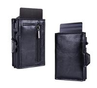 LUYYBDBG Cartera Hombre Tarjetero Antirrobo RFID con Expulsión Automática, Multifuncional, Universal De Negocios para Hombres Y Mujeres-Negro