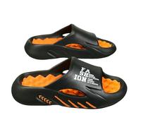 LUYYBDBG Zapatillas de casa Verano Hombres Carta Impresión Lados Sandalias Interior Al Aire Libre Playa Zapatos Casuales Slides Suela Suave Flip-Flops Hombres-3-44-45