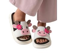 LUYYBDBG Zapatillas de Lino Rana Vaca para Mujer, Bonitas Sandalias Gruesas Antideslizantes El Hogar Parejas, Zapatos Kawaii Dibujos Animados Verano Interior-3 Blancos-38-39