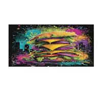 LUYYSKY Toalla de playa absorbente de hamburguesa con pintura al óleo en acuarela, colorida y realista con temática de comida rápida, hamburguesa al aire libre, toalla de playa de terciopelo de una