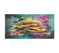 LUYYSKY Toalla de playa absorbente de hamburguesa realista en acuarela, pintura al óleo colorida, temática de comida rápida, hamburguesa al aire libre, toalla de playa de terciopelo de una sola cara
