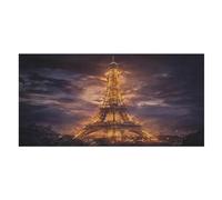 LUYYSKY Toalla de playa absorbente de la Torre Eiffel con pintura al óleo, fantasía hermosa Francia París ciudad vista nocturna Torre Eiffel al aire libre toalla de playa de terciopelo de una sola