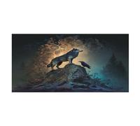 LUYYSKY Toalla de playa absorbente rústica realista de lobo, majestuosa pintura al óleo, cuervo, vida silvestre, lobos, al aire libre, toalla de playa de terciopelo de una sola cara