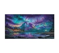 LUYYSKY Toalla de playa absorbente vintage con hermosas montañas, fantasía, galaxia, aurora, bosque brumoso, naturaleza, paisaje, al aire libre, toalla de playa de terciopelo de una sola cara