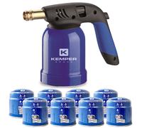 Luz A Soldadura Funda Acero Piezo + 8 Cartuchos Gas 190g Con Seguridad Freno Gas