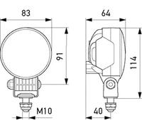 HELLA 1G0 996 776-001 LED-Faro de trabajo,Modul 70 S,12,24V,1000lm,atornillado,montaje exterior,Abrazadera de montaje giratoria,suspendido,de pie,Iluminación campo cercano,Conector: Conector DEUTSCH
