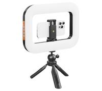 Luz anular para Selfie Recargable - Trípode LED ligero y ajustable con soporte para teléfono | Luz auxiliar portátil de doble color para vlogging, creación de contenido