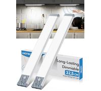 Luz Armario Sensor Movimiento, Brillo Ajustable Led Cocina Bajo Mueble con Sin Cable, 2500mAh Recargable Luces Led Armario Adhesiva Magnética para Cocina Armario Pasillo (Luz Blanca Fría, 33,5CM)