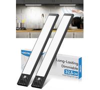 Luz Armario Sensor Movimiento, Regulable Luz Cocina Bajo Mueble Adhesiva Sin Cable, 70LED 2500mAh Recargable Luz Nocturna para Gabinete, Pasillo, Escalera, Cocina (Luz Blanca Fría, 33,5CM)
