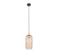 Luz Colgante De Cristal De Acero Negro Dorado Ámbar E27 Elegante B:14 Cm