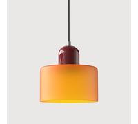Luz Colgante de Cristal Nórdica Lámpara Colgante Iluminación Colgante Cilíndrica Lámpara Moderna Ajustable para Isla de Cocina Dormitorio Mesita de Noche (Naranja (Rojo) 1 Unidad)