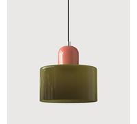 Luz Colgante de Cristal Nórdica Lámpara Colgante Iluminación Colgante Cilíndrica Lámpara Moderna Ajustable para Isla de Cocina Dormitorio Mesita de Noche (Verde (Rosa) 1 Unidad)