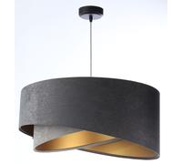 Luz Colgante Lámpara Colgante Tela Redondo D:50CM E27 en Gris Oro Velur Óptica