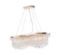 Luz Colgante Lámpara Cristal 93CM Largo En Oro Rosado 7x E14 Mesa de Comedor