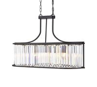 Luz Colgante Lámpara Cristal Metal B: 78 CM Negro Claro 5x E27 Mesa de Comedor
