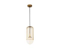Luz Colgante Lámpara E27 D:15CM En Oro Blanco Metal Cristal Pantalla de Bola