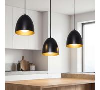Luz Colgante Lámpara Mesa de Comedor Negro Oro E27 B: 70 CM Metal Ajustable