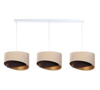 Luz Colgante Lámpara Tela Blanco Beige Marrón Oro Velur Óptica 3-flammig E27