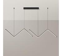 Luz colgante lineal geométrica, lámpara colgante de tira de metal ultra delgada con sombra de silicona blanca, lámpara de araña LED moderna, lámparas de suspensión largas del comedor, luces de caída