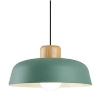 Luz colgante nórdica moderna, lámpara colgante de madera con 11.8 altura ajustable de sombra de metal para accesorios de iluminación colgante de techo plano y pendiente para la mesa de comedor de la