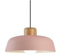Luz colgante nórdica moderna, lámpara colgante de madera con 11.8 altura ajustable de sombra de metal para accesorios de iluminación colgante de techo plano y pendiente para la mesa de comedor de la