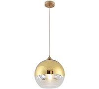 Luz Colgantes de Bola de Vidrio Semi Chapadas, Lámpara Colgante de Techo Simple Moderna, Lámpara de araña para Cocina Comedor Dormitorio (Oro, 20cm)