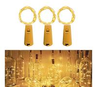 luz Corcho, luz de Botella,3 Piezas luces led para Botellas de Vino 2m 20 LED a Pilas Decorativas Alambre Plata Luz para Romántico Boda, Navidad, Fiesta, Hogar, Exterior, Jardín,(Blanco Cálido)