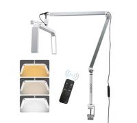 Luz cosmética LED, Andoer 36 W, lámpara de vídeo LED de escritorio, luz de streaming regulable 3200 K-5600 K, luz de llenado de media luna plegable con abrazadera C, soporte de escritorio, trípode de