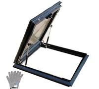 Luz de Acceso para Techo Plano, Marco de Aluminio Sin Costuras, 60x60 cm | Claraboya de Acceso para Tejado Plano, Marco de Aluminio sin Costuras, Cristal Templado Doble para Iluminación Natural