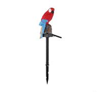Luz de adorno de loro con energía solar con cuerpo de resina impermeable y sensor automático del atardecer al amanecer para decoración de jardín al aire libre (rojo)