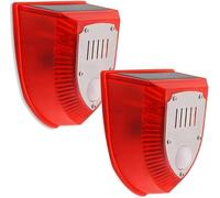 Luz de Alarma Solar, Sistema de Alarma de Seguridad con Alarma de 129 DB Fuerte del Sensor de Movimiento PIR Impermeable, con Efecto de Disparo, Sonido y ladridos de Perros (2 Paquetes)
