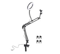 Luz de Anillo con Abrazadera, Brazo de Pluma Flexible, 30 Opciones de Iluminación, ángulo de 360 °, Soporte Portátil para Belleza, Maquillaje, Fotografía, Transmisión en Vivo,