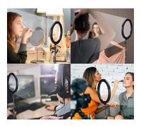 Luz de Anillo de Luz de Relleno de 16 Cm Luz Suplementaria con Rotación de 360 ° y 3 Modos de Iluminación, 10 Niveles de Brillo Ajustable, con un Obturador Remoto de Selfie (26CM)