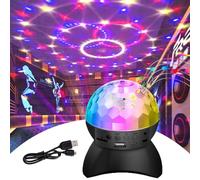 Luz de bola de discoteca, luz estroboscópica de DJ con altavoz Bluetooth, luces de escenario RGB, luces de fiesta de cristal portátiles para Navidad, KTV, club, pub, espectáculo, cine en casa (negro)