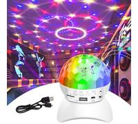Luz de bola de discoteca, luz estroboscópica de DJ con altavoz Bluetooth, luces de escenario RGB, luces de fiesta de cristal portátiles para Navidad, KTV, club, pub, espectáculo, cine en casa (blanco)
