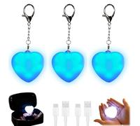 Luz de bolso para mujer, 3 colores, divertida luz en forma de corazón para bolso, ligero, luces LED de corazón con clip, recargable por USB, lámpara táctil de bolsa de amor brillante (azul)