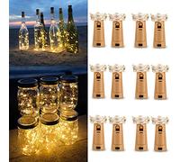 Luz de Botella (12 Pack), 2m 20 LED Lámparas de Botellas con Alambre de Cobre, Corcho Micro Luces para Boda,Navidad,Fiesta,Hogar,Exterior, Jardín,Blanco Cálido[Clase de eficiencia energética A+]