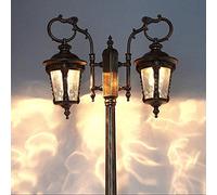 Luz de Calle Impermeable LED al Aire Libre 3 Metros Paisaje Lámpara de Columna de Poste Alto Villa Comunidad Luz de Pilar de Doble Cabeza Jardín Luz de Carretera Linterna de Poste Retro Europea