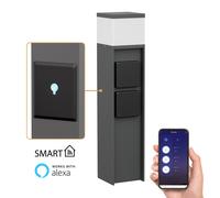 ledscom.de Luz de camino/luz de bolardo PODEL para exteriores, IP44, Smart Home, WLAN, Alexa, 39 cm, antracita, 1x G9 máx. 10W, 2 enchufes
